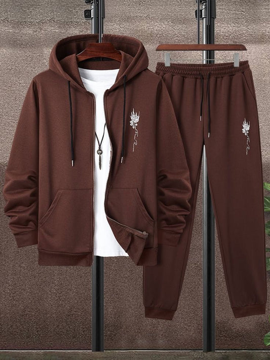 PREMIUM Brown Tracksuit with print